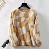 Women S Crew Neck Pullover Knit Sweater Geometric Pattern Basic Wear