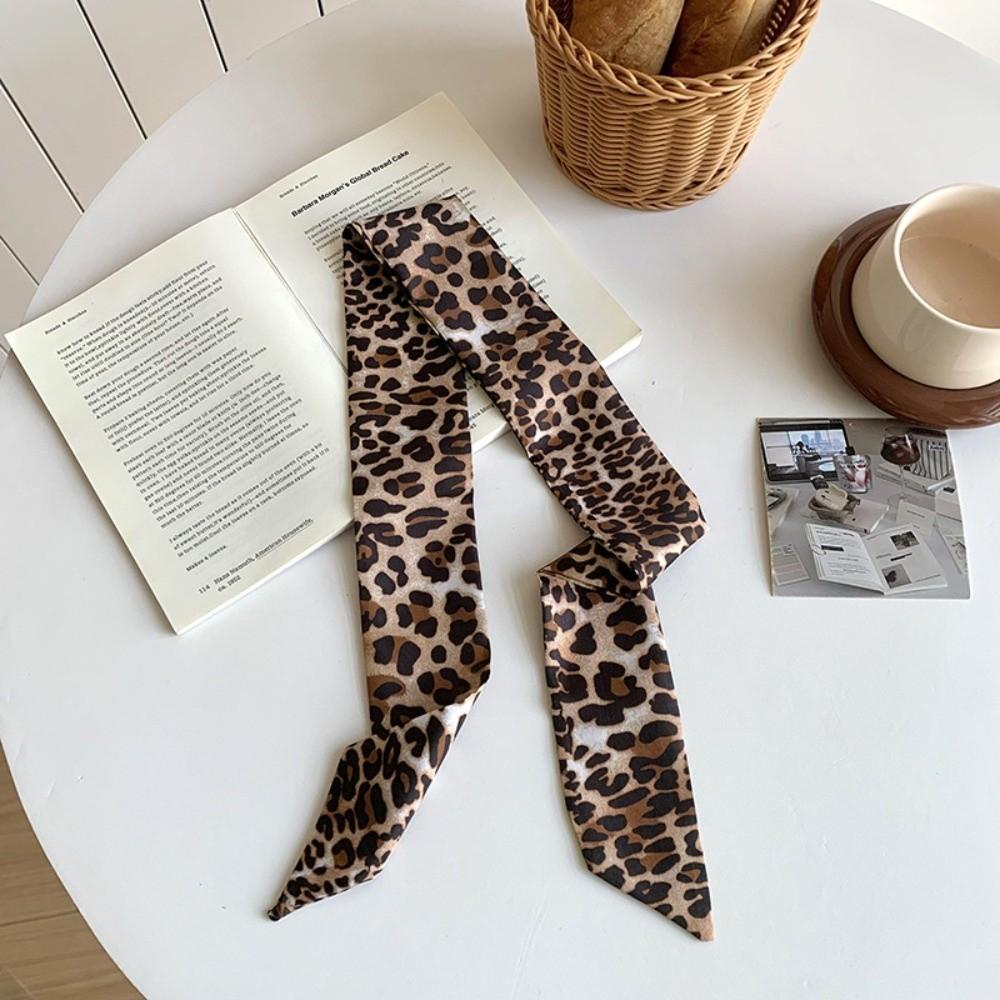 Leopard Print Slender Scarf Long Neck Scarf New Small Silk Scarf Bag Decoration