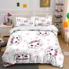 Cute Cat Faces With Pink Flowers Bedding Set For Kids Luxury Gift 3Pcs Digital Print Comforter Set Soft Comfortable Breathable
