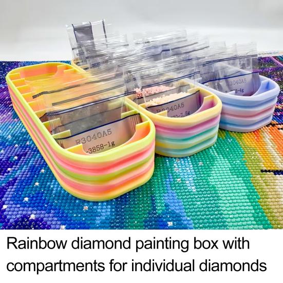 Rhinestone Art Organizer with 10 Compartments 3D Printed Rhinestone Zip Bag Dotting Pen Storage Tray Rhinestone Art Craft Accessories