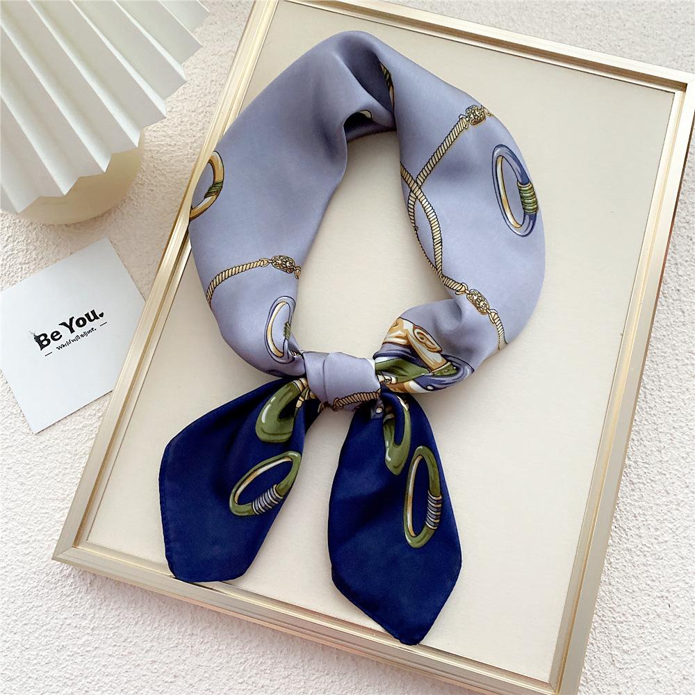 Modischer Dekorationsschal, Haarband, Krawatte, 70 cm, kleiner quadratischer Schal, Seidenschal, Damen, Frühling und Herbst, vielseitiger kleiner Schal, professioneller Schal