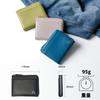 [HAKATA NO MORI LEATHER] Genuine Leather Mini Wallet with L-Shaped Zipper, Compact Bifold Wallet, Box-Shaped Coin Purse, Anti-Skimming and Magnetic