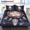 Dropship Schönes Familien Weiches Bettbezug-Set Schwarzes Bettwäsche-Set Traumfänger Galaxie Boho Bettwäsche Heim Bettwäsche Sets 3tlg Gefiedert Mon