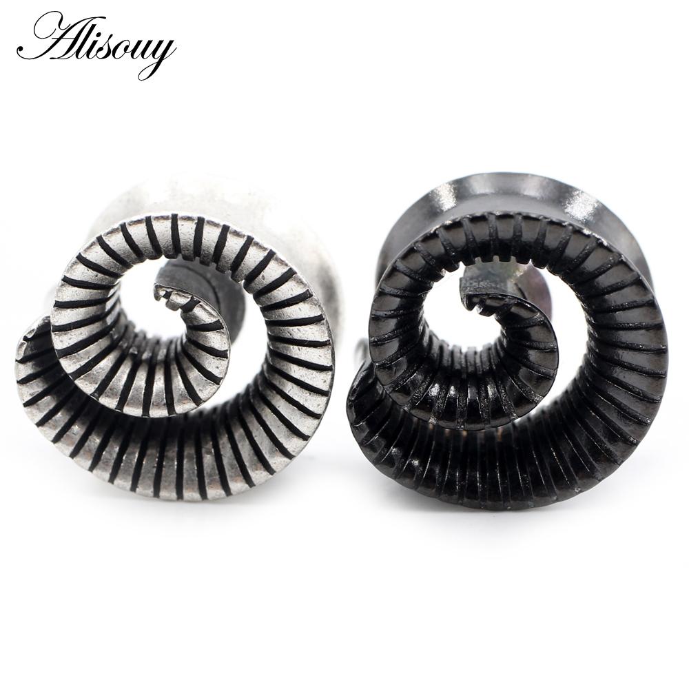 Alisouy 1PC Alloy Casting Whirlpool Swirl Spiral Flared Ear Tunnel Plug Expander Stretcher Gauges Earrings Piercing Body Jewelry