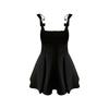 College Style Strap Skirt Bubble Sleeve Shirt Female Butterfly Lace-up Waist Dress Sweet and Spicy Two-piece Set