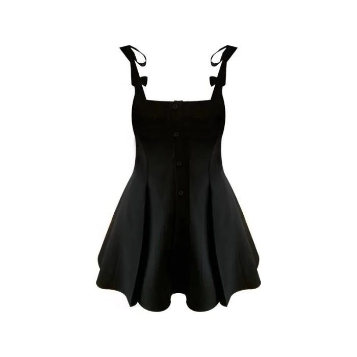 College Style Strap Skirt Bubble Sleeve Shirt Female Butterfly Lace-up Waist Dress Sweet and Spicy Two-piece Set
