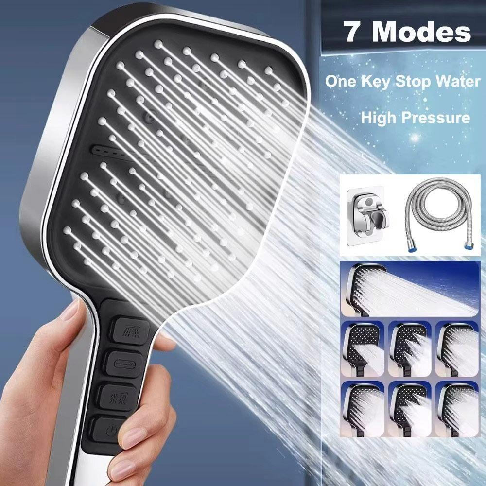 Handheld Shower Head 7 Modes Adjustable Shower Sprayer Universal Rainfall Shower