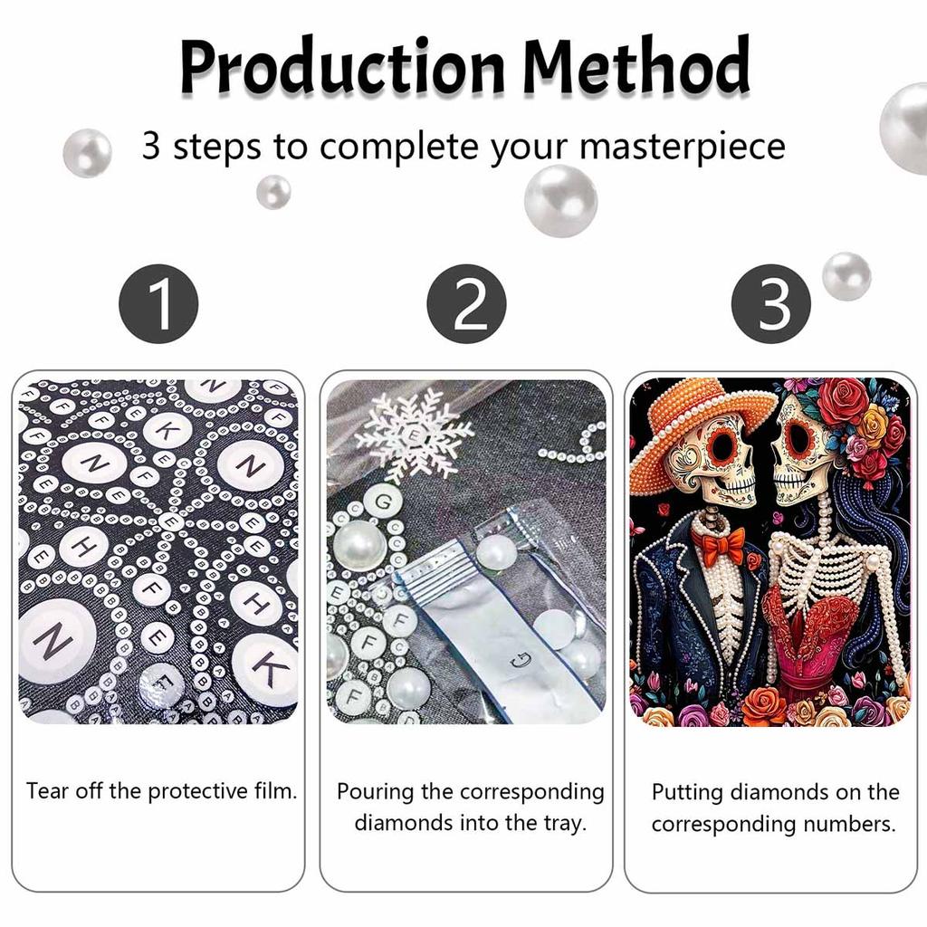 Halloween pearl painting art full pearl handmade diy home decorations couple floral elegant art wall decor wedding gift craft