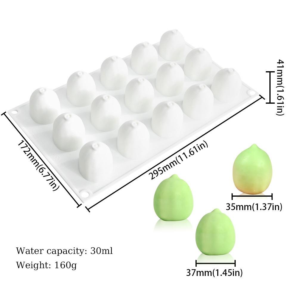 15 Cavity Almond Peach Chocolate Mold Silicone Non-Stick Mousse Cake Mold Food Grad White Dessert Mold for Dessert Baking