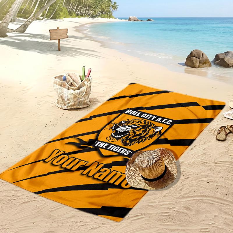 Hull FC Individuelles Strandtuch, Mit Ihrem Namen bedrucken, Leichtes saugfähiges Handtuch für Schwimmen und Reisen