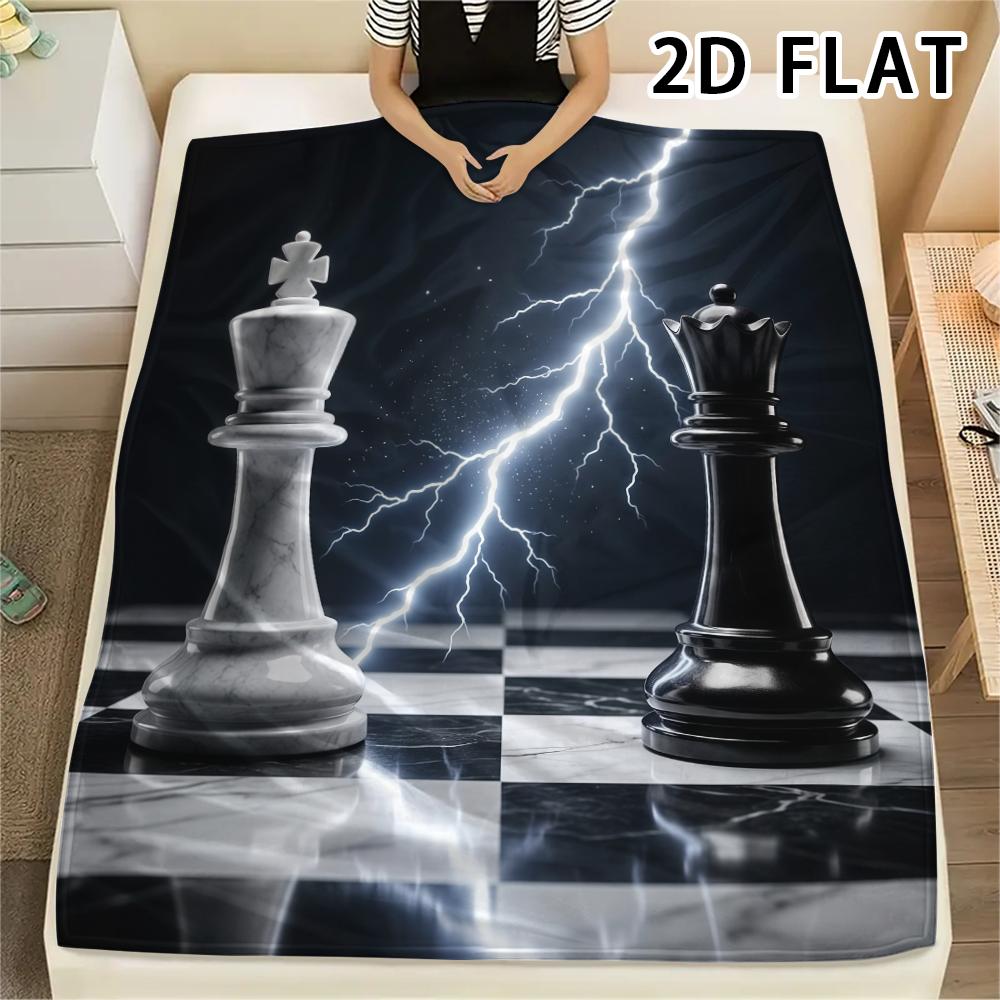 1Pc Chess Print Flannel Blanket,High quality Comfortable for All Seasons,Home Decor,Warmth and Comfort,Perfect for Christmas Gifts