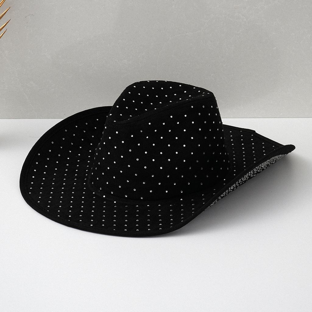 Popular solid color men's and women's YK style western cowboy hat suede ins style luxury full hat full diamond hat