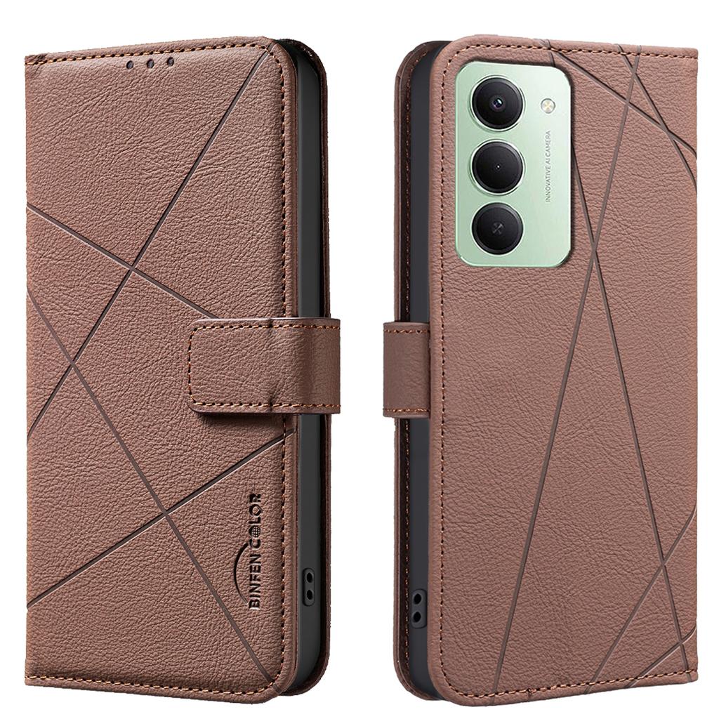 Per Xiaomi Redmi 15 5G (Globale) (169mm) Custodia BINFEN COLOR BF35 in Pelle con Impresso Motivo Geometrico Portafoglio con Blocco RFID Supporto