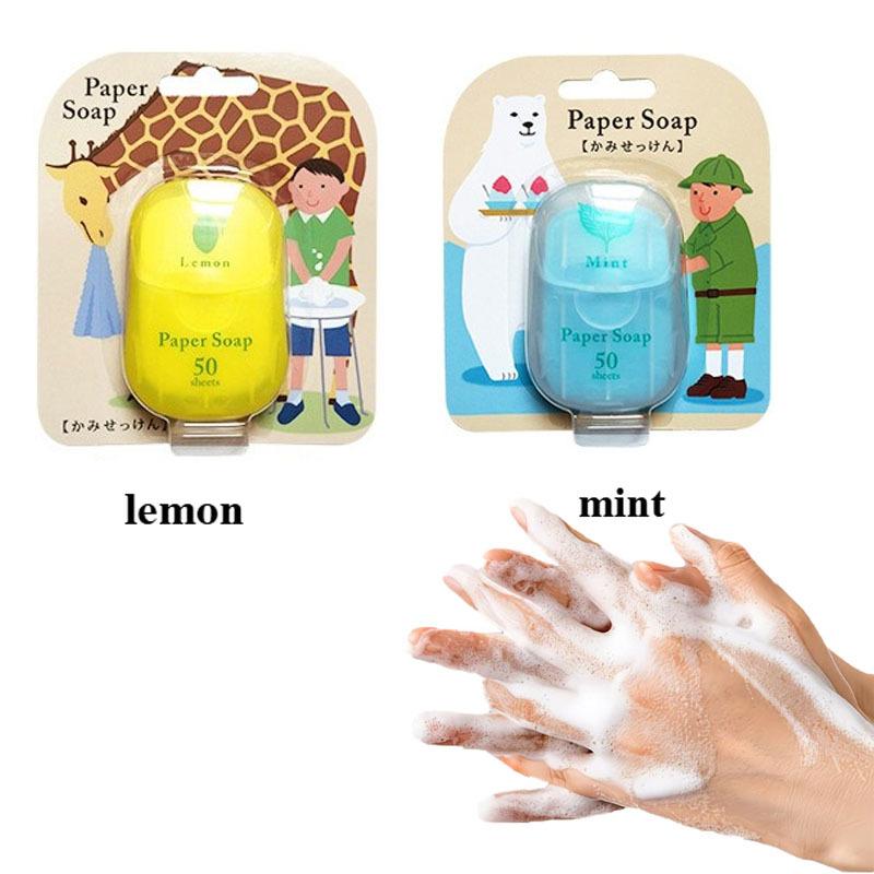 100Sheets Portable Paper Soap Sheets Mini Scented Hand Washing Soap Slice for Travel Outdoor Camping
