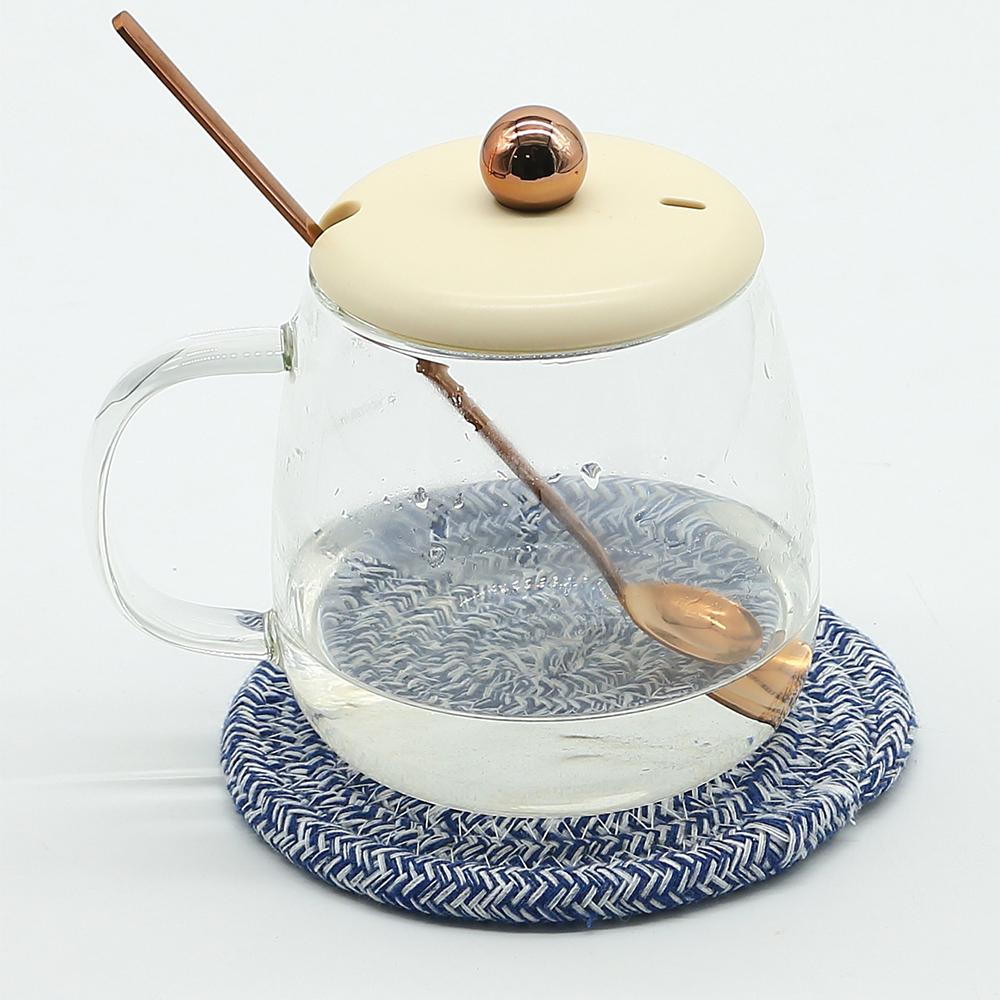 1PC Cotton Thread Cup Mat 12cm Round Coaster Knitting Table Mat Pot Holder Coffee Drink Tea Cup Woven Anti-Scalding Mat