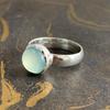 Aqua Chalcedony Round Gemstone Ring, Statement Ring, Birthday Gift, Bezel Ring, Stacking Ring, Handmade Jewelry, 925 Silver Ring