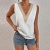 2023 Summer Contrast Stitching Women Tank Tops O Neck Sleeveless Shirt Women's Top Elegant Clothes Summer Loose Women's Vest
