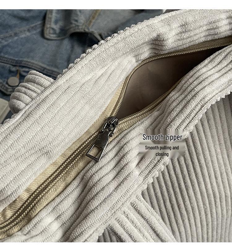 Women's Autumn 2025 Versatile Large Capacity Corduroy Shoulder Bag - Fashionable Commute & Casual Use