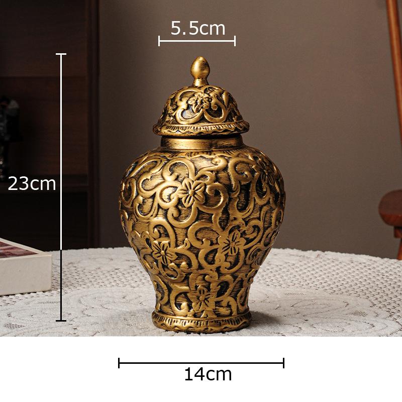 Golden Flower Relief Ceramic Vase Ginger