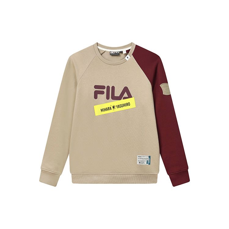 

FILA X MIHARA YASUHIRO свободный повседневный свитер с цветным блоком и логотипом, длинный рукав, американская винтажная толстовка, мужская толстовка, керамическая серая F11M243205F-GY XXL