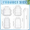 4 Pcs Creative Glassware Set Wave Shape Drinking Glasses with Glass Straw Aesthetic Cups Vintage Ribbed Glass Cups Cute Drinking Glasses for Tea Beer