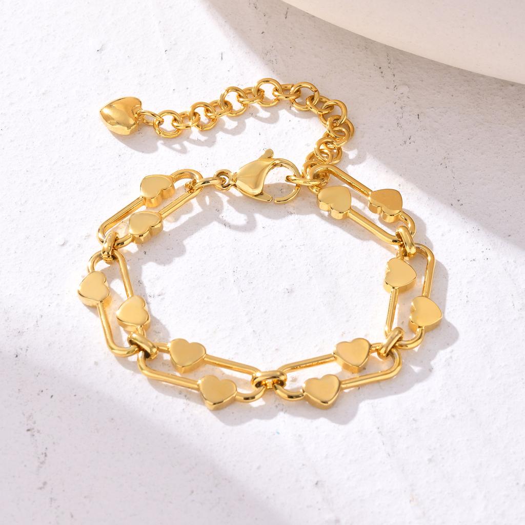 Fashion Bracelets Stainless Steel Heart Handmade Chain Bracelet Bangle For Women Girl Daily Charm Wrist Jewelry Gifts