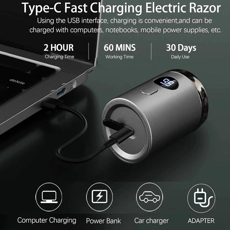 Men's Electric Mini Shaver, Dry and Wet Dual-use Shaver, LED Digital Display Rechargeable Car Shaver, Home Travel Shaver