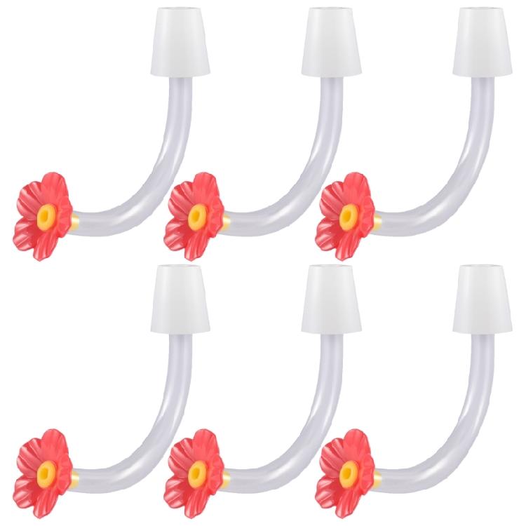 6PCS Hummingbird Feeders Tube Set Leak Resistant Tapered Stopper Flower Tip Feeders Nozzles for Outdoor Garden Yard Use
