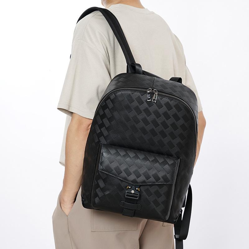 Rucsac la modă pentru bărbați, rucsac de mare capacitate din piele naturală, carouri, geantă de călătorie pentru bărbați, Advanced Sense, geantă pentru bărbați