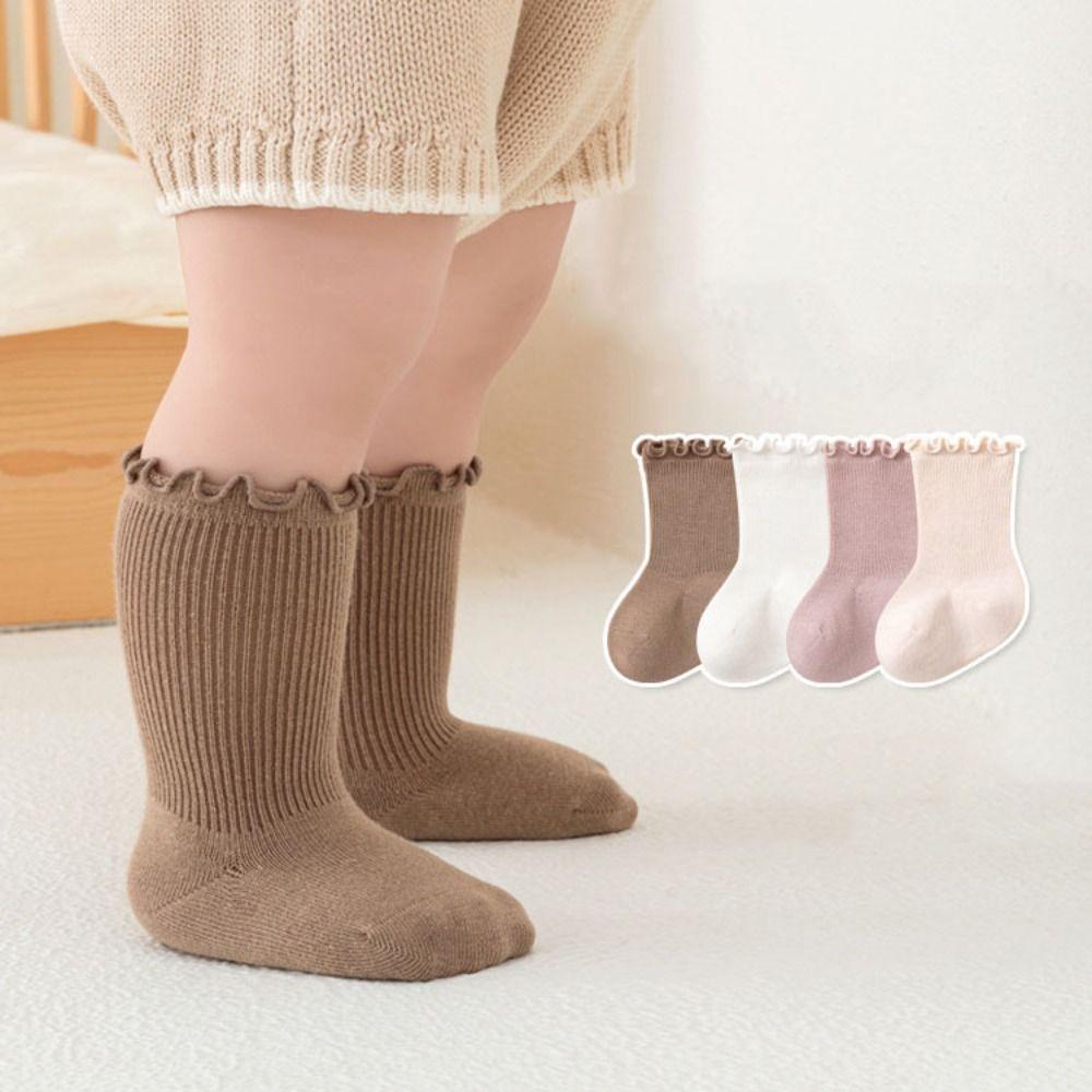 6Pairs Breathable Baby Cotton Socks Ruffle Toddle Sweet Socks Kids Short Tube Socks Children