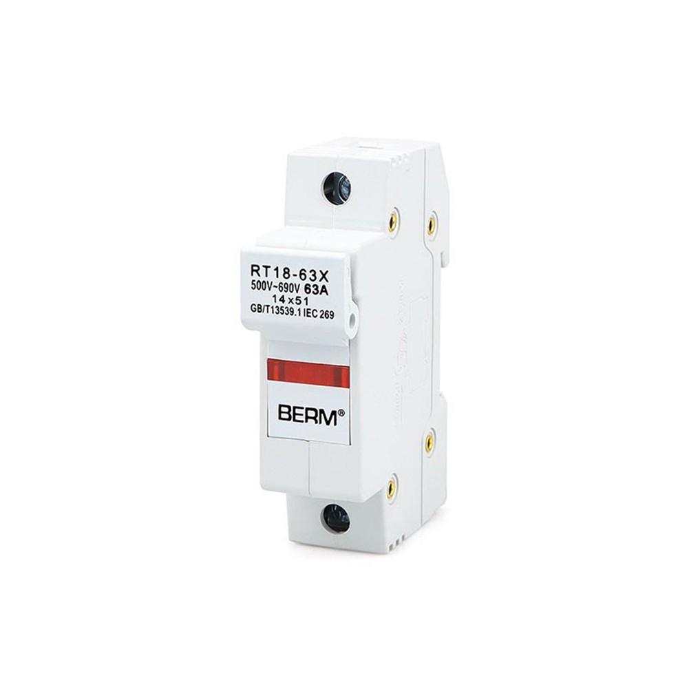 

Основа запобіжника 14x51мм 1P 63A Аксесуари DIN-рейка