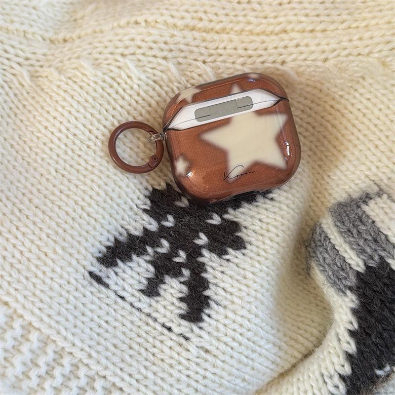 INS brown background beige star AirPods 1 generation earphone case for AirPods Pro1/Pro1 generation