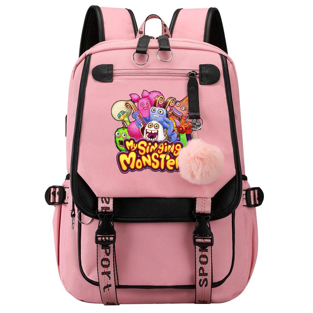 Game Monster Concert Printed USB Teen Student School Bag Men's and Women's Casual Webbing Flip Backpack