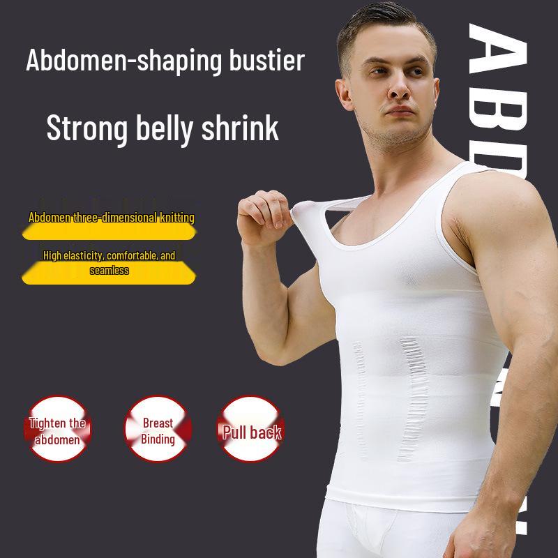 Men's Seamless Shapewear Tank Top: Tummy Control, Chest Binder, Fitness Base.