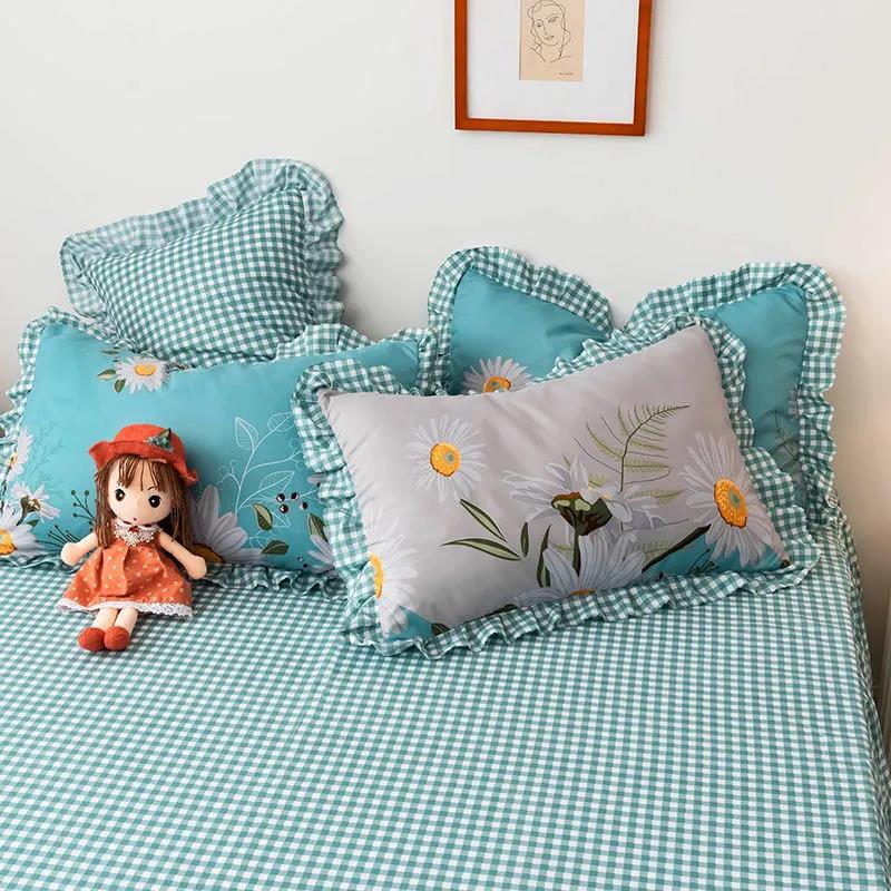 Pastoral Print Lace Pillowcase Plus Size 48*74cm Two-pack Pillow Core Dust Cover Student Dormitory