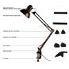 LED Desk Lamp Metal Swing Arm Spring Loaded Adjustable Reading Lamp For Bedroom Night Light With C-Clamp E27 Bulb Not Included