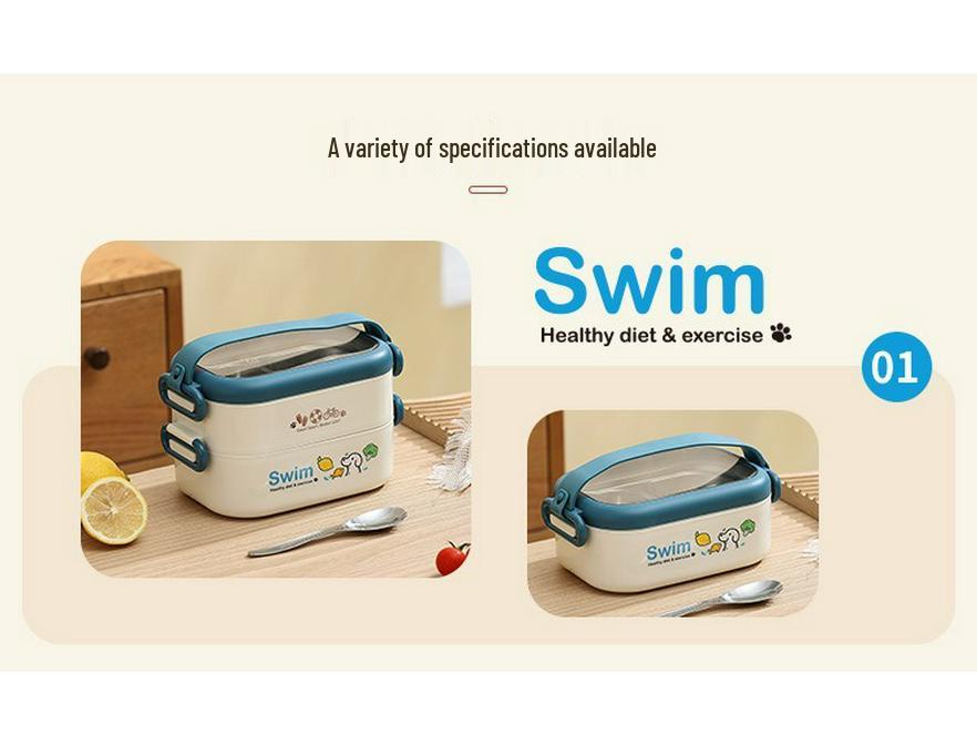 Doppellagige isolierte Lunchbox für Damen: Kompakter Edelstahl-Mahlzeitbehälter zum Abnehmen, ideal für Studenten & Berufstätige