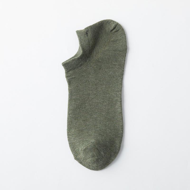 Men's Low-Cut Breathable Cotton Boat Socks - Anti-Drop, Sweat-Absorbent, Solid Color