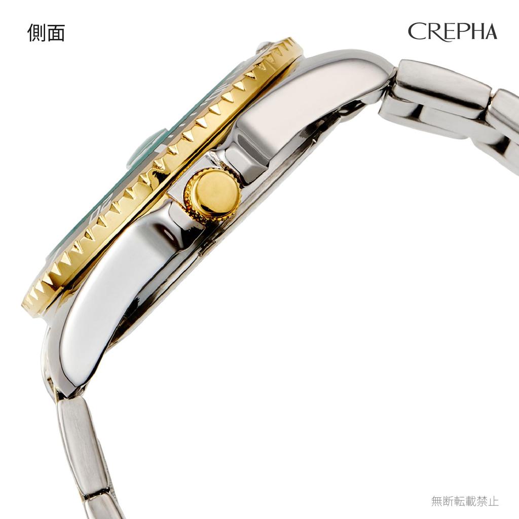 CREPHA Analog Solar Rechargeable Watch with Metal Men's Band, Gold, AV-AM284-BKT