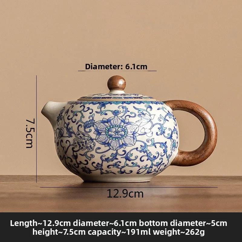 Ru Kiln Blue White Ceramic Teapot Creative Tea Maker Retro Handmade Teapot Kung Fu Tea Set Household Teaware Tea Infuser