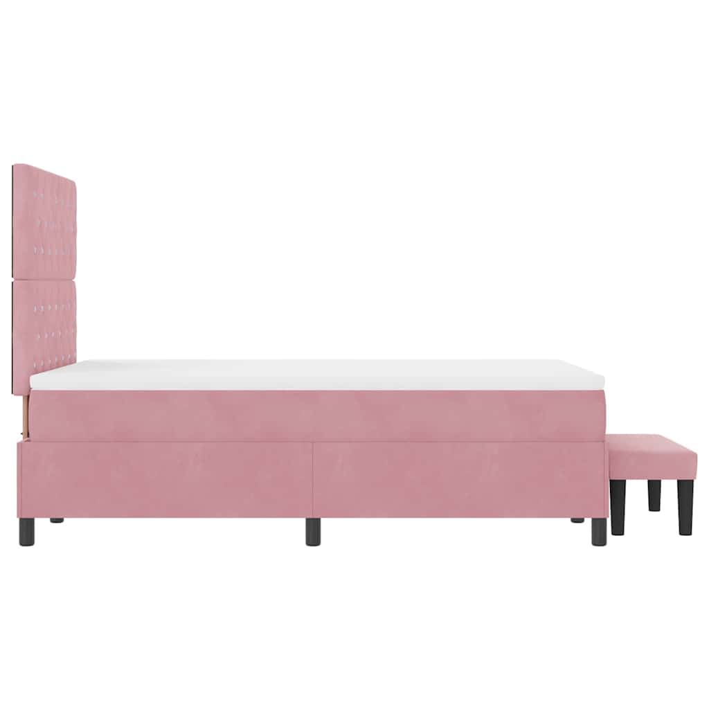 Boxspring Bed with Headboard Pink 190 X 120 Cm Velvet