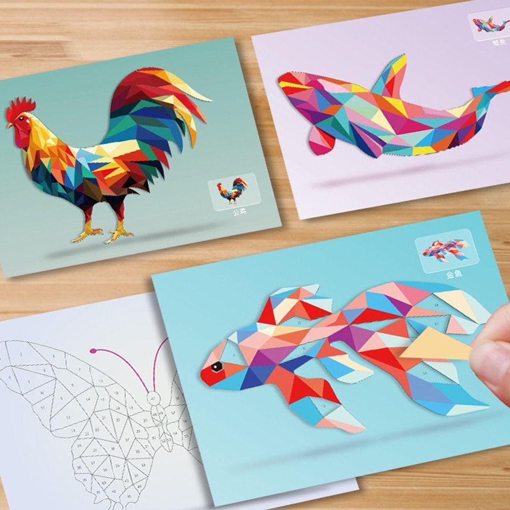 DIY Geometric Collage Sticker Book Versatile Handmade Sticker Toys Children's Stickers  Birthday