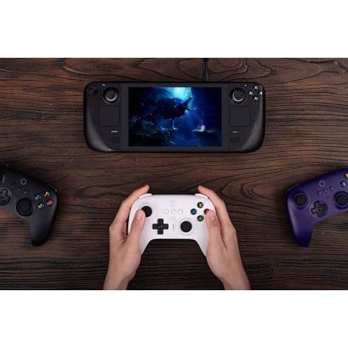 8BitDo Ultimate 2.4G juhtmeta kontroller, Hall Effecti juhtkangi värskendus, mängukontroller koos laadimisdokiga arvutile, Android, Steam Deck ja Apple (Valge)