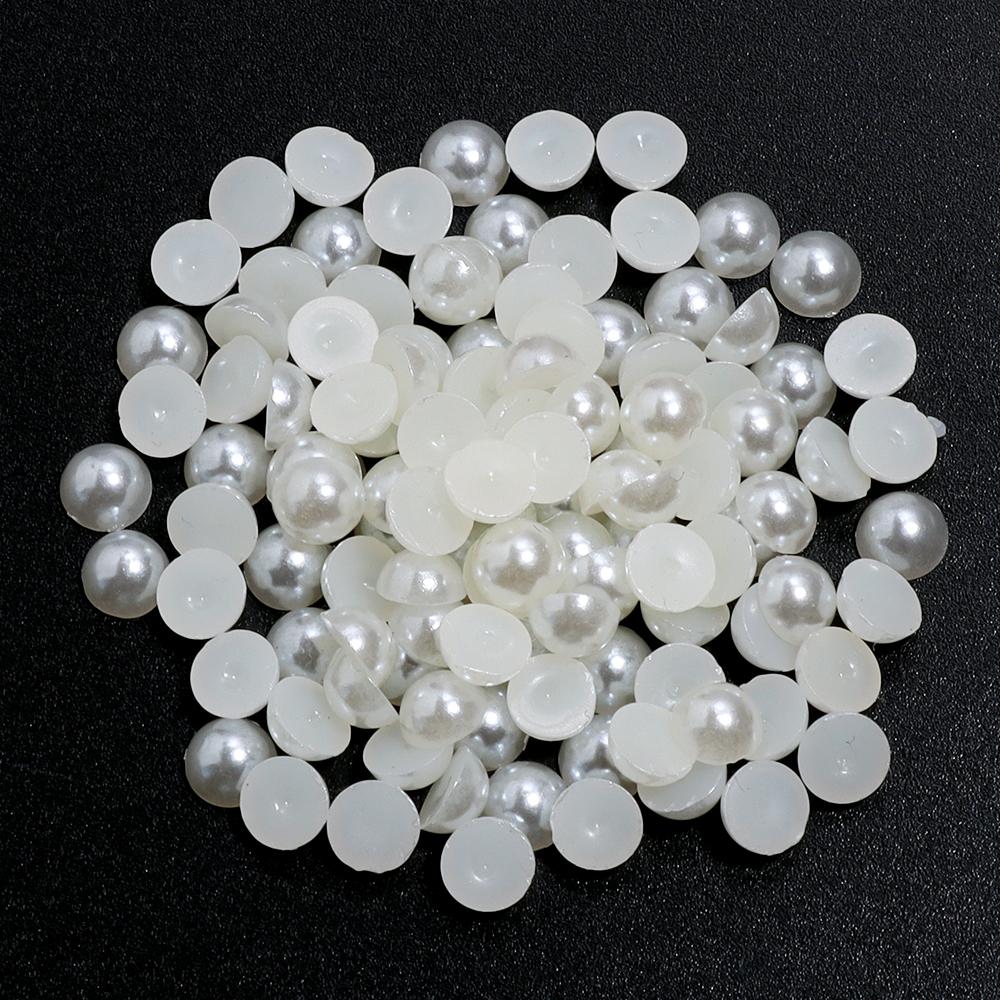 50-500Pcs ABS Imitation Pearls Beads Color Flat Back Cabochon Half Round Loose Bead for Crafts Garment Nail Art Jewelry Findings