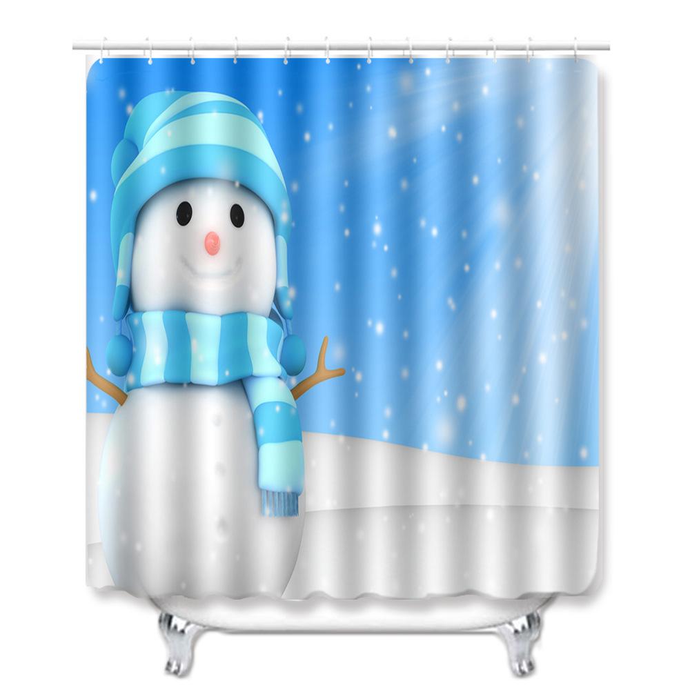 Christmas Bathroom Shower Curtain Four-Piece Combination Floor Mat Bathroom Water Absorbent Non-Slip Door Mat Bedroom Carpet