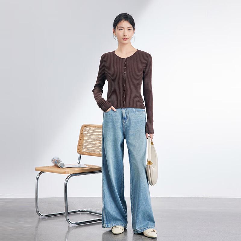 JOY SPEAKER Vintage Crew Neck Slim-Fit Knitted Sweater