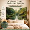 Tropical Jungle River Tapestry 2D Flat Printed Peach Skin Wall Hanging Palm Tree Nature Landscape for Living Room Bedroom Decor
