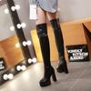 Large Size Autumn and Winter Women's Boots Waterproof Platform High-heeled Knee Boots H
