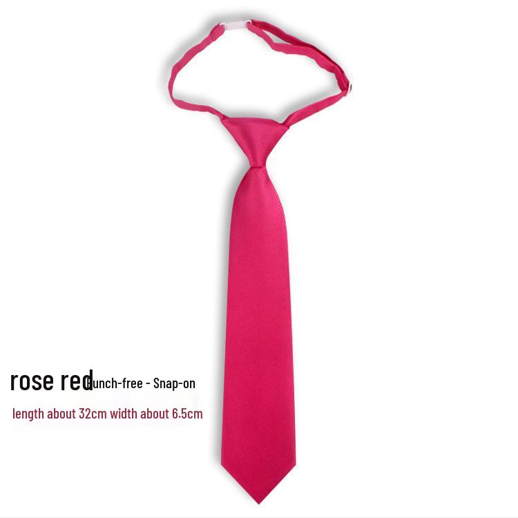 Korean Style No-Tie Lazy Insert Buckle Short Solid Color Tie for Girls - Black, Wine Red, Dark Green