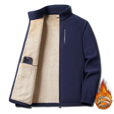 Autumn and Winter New Fleece Stand-up Collar Medium and Old Fleece Jacket Men's Double-sided Fleece Lamb Fleece Jacket Men's